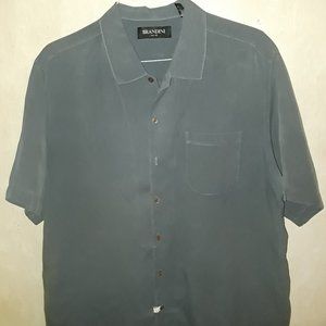 Brandini Gray with hint of Blue 100% Silk Shirt XL